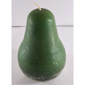 Opus Pear Candle Green Unlit 6" Decorative Centerpiece Fruit Cracked Bottom